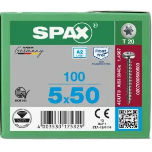 Angebot SPAX Halbrundkopf T-STAR plus 4CUT Vollgewinde Edelstahl rostfrei A2 1.4567 5x50 - 100 Stk